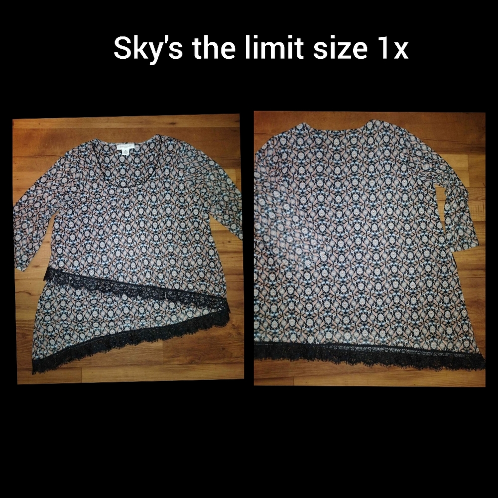 Skye's the limit floral print spandex stretch top size 1x
